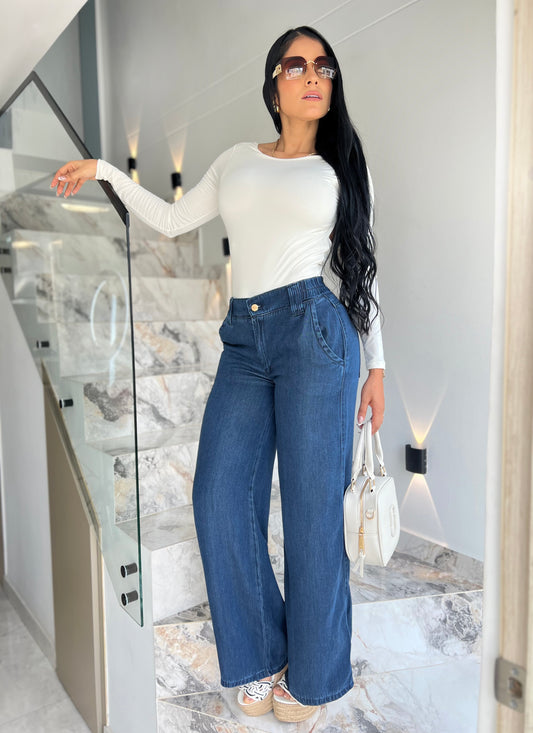 JEANS PALAZZO-ELABORADO DENIM LIVIANO (AZUL MEDIO)
