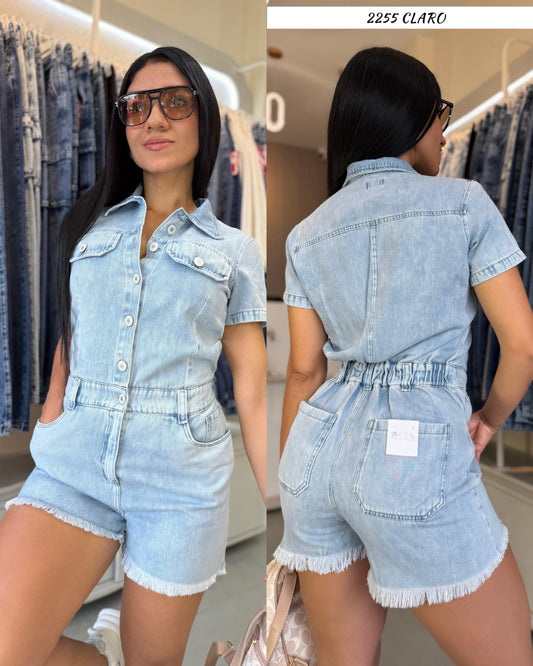 V2255-ENTERIZO DE SHORTS-ELABORADO EN  DENIM