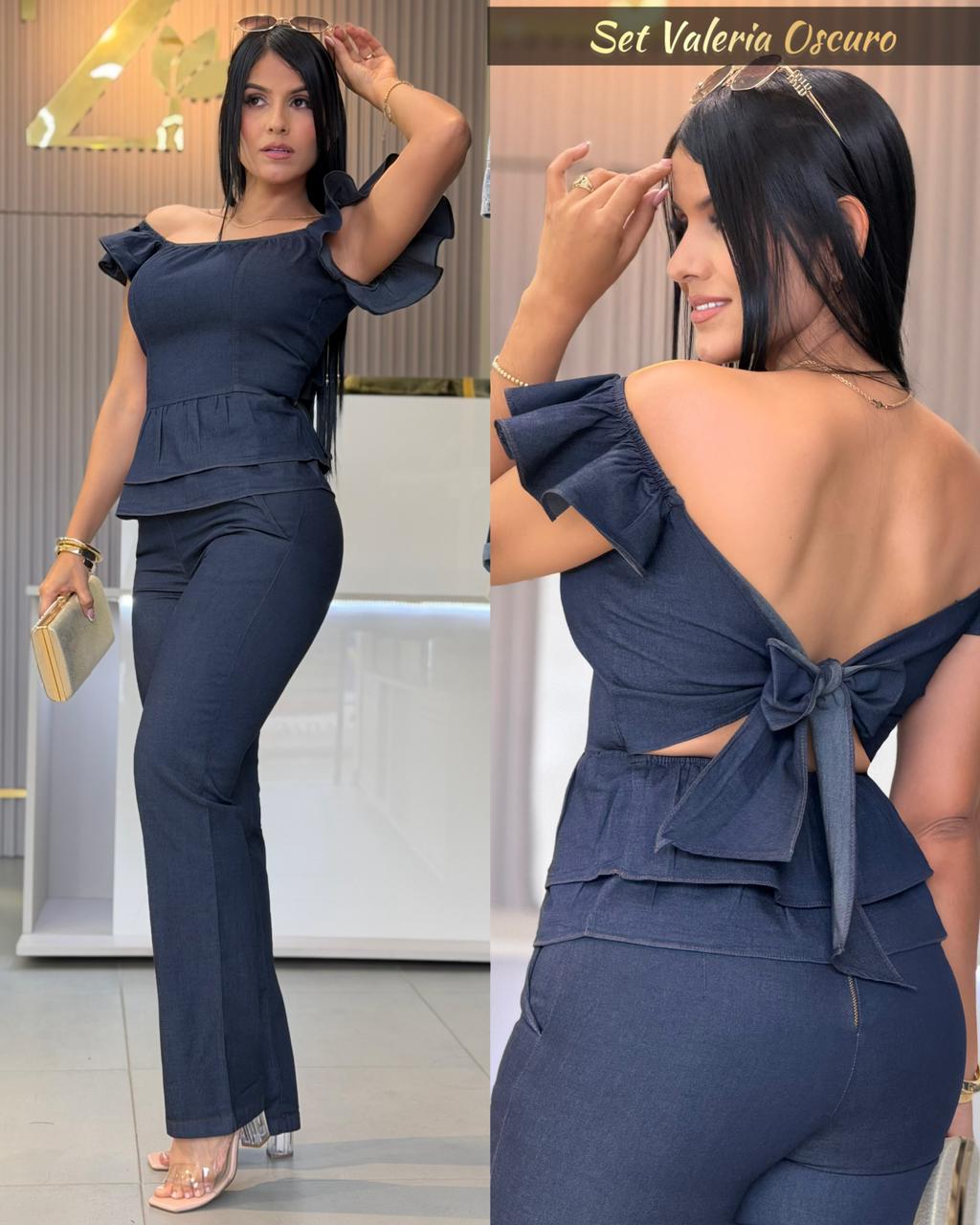SET VALERIA-ELABORADO EN CHAMBRAY PROCESADO