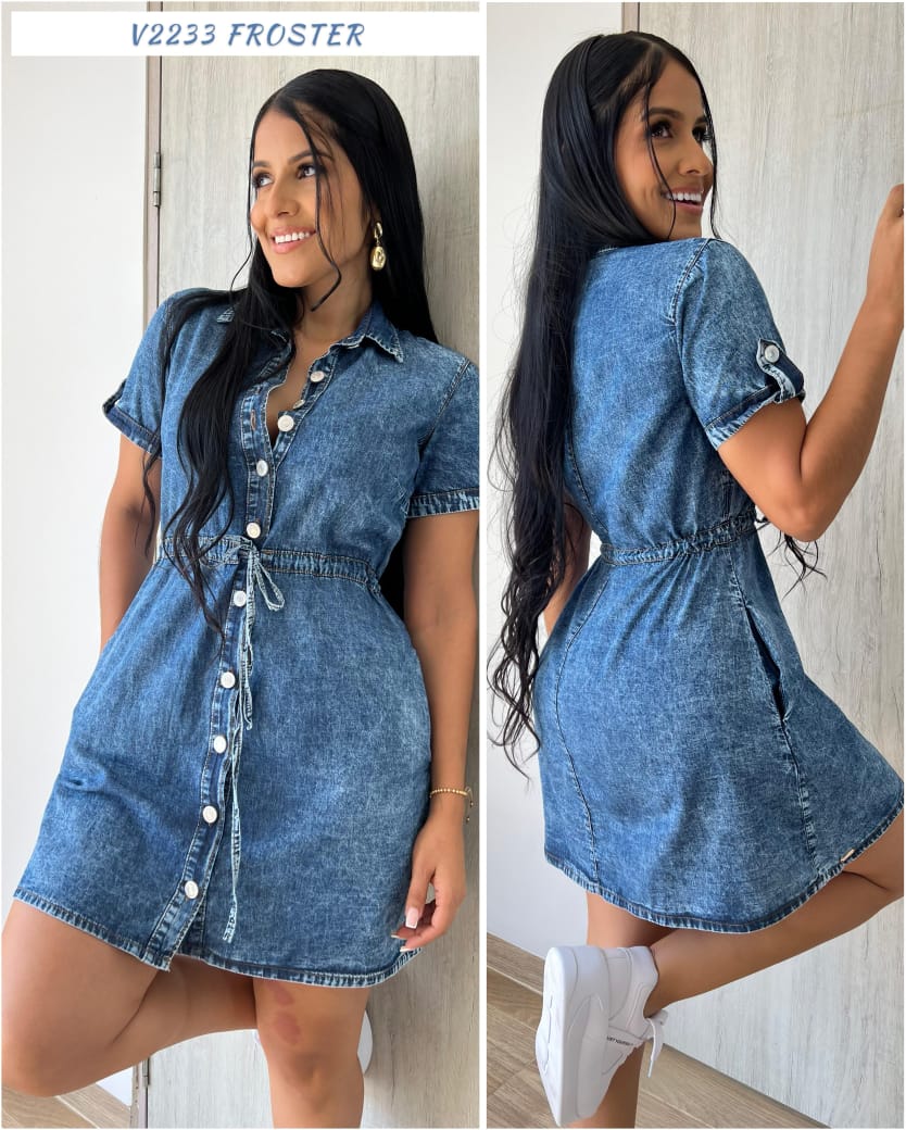 V2233-VESTIDO ELABORADO EN DENIM LIVIANO