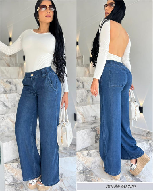 JEANS PALAZZO-ELABORADO DENIM LIVIANO